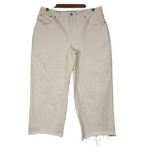 Madewell women's the Perfect‎ vintage wide leg raw hem crop jeans 32P